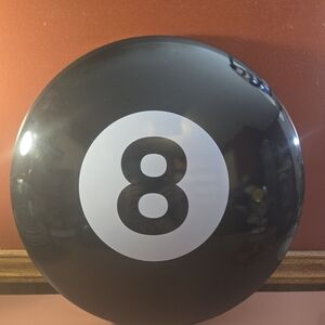15" Domed Tin Metal Sign 8 Ball wall decor pool sport Man Cave eight ball black
